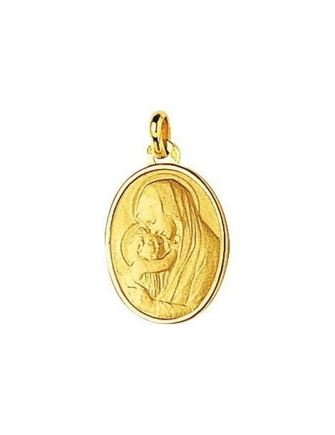 Médaille Vierge à l'Enfant Or Jaune 9K
