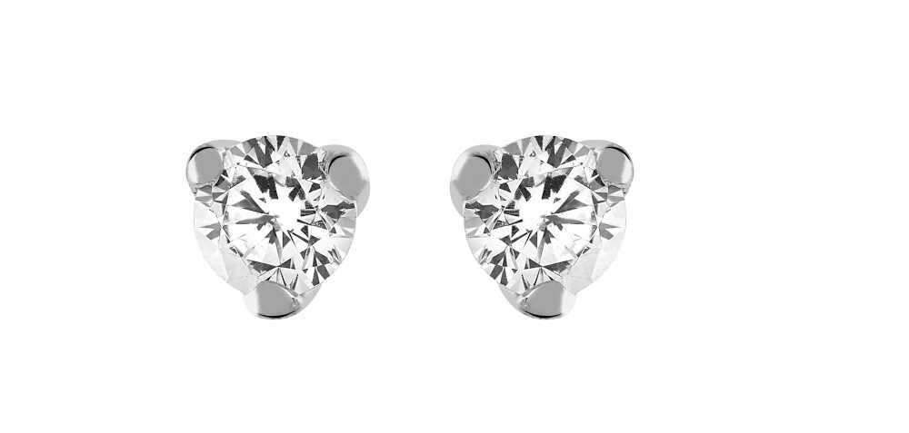 Boucles d'oreilles Diamant 0.16ct or gris 18k 