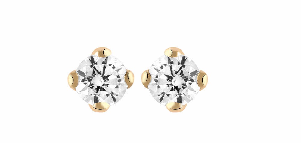 Boucles d'oreilles Diamant 0.05ct or rose 18k 