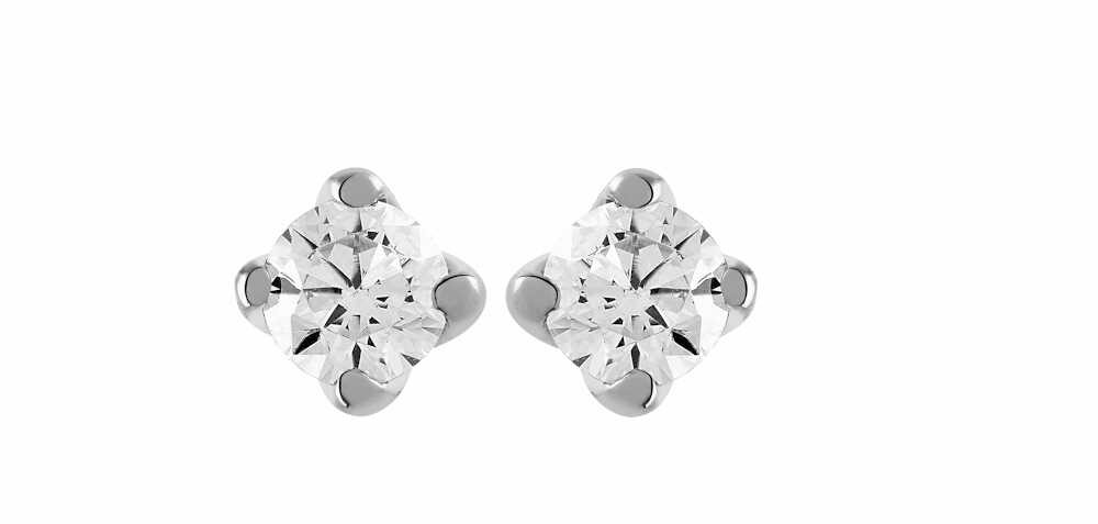 Boucles d'oreilles Diamant 0.11ct or gris 18k 