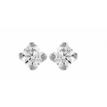 Boucles d'oreilles Diamant 0.25ct or gris 18k 