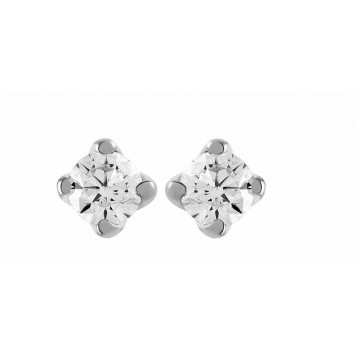 Boucles d'oreilles Diamant 0.30ct or gris 18k 