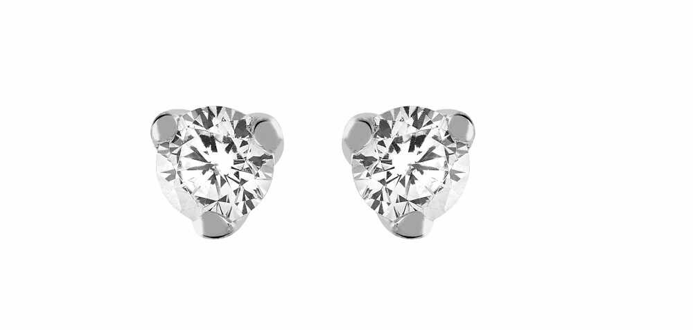 Boucles d'oreilles Diamant 0.11ct or gris 9K 