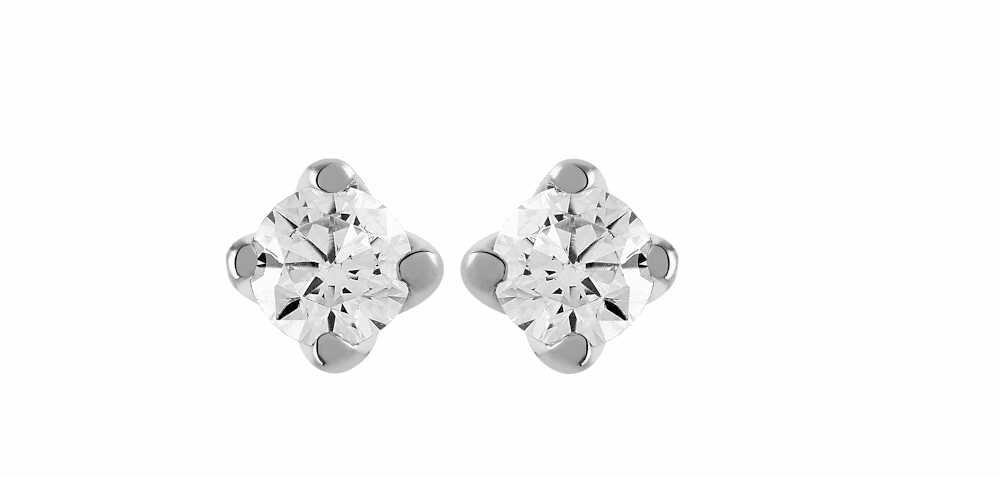 Boucles d'oreilles Diamant 0.05ct or gris 9K 