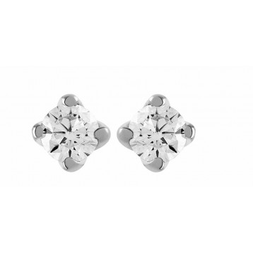 Boucles d'oreilles Diamant 0.16ct or gris 9K 