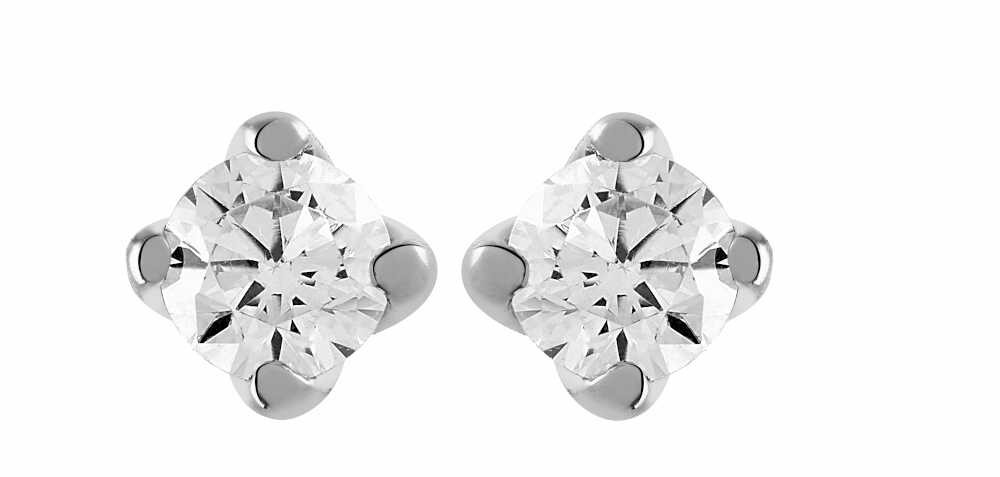 Boucles d'oreilles Diamant 0.20ct or gris 9K 