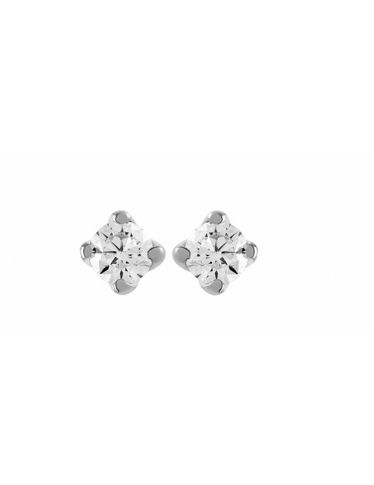 Boucles d'oreilles Diamant 0.11ct or gris 9K