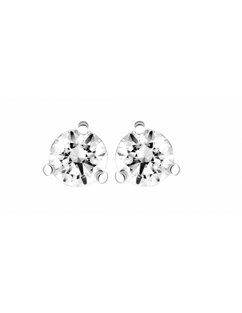 Boucles d'oreilles Diamant 0,16ct or gris 18k 
