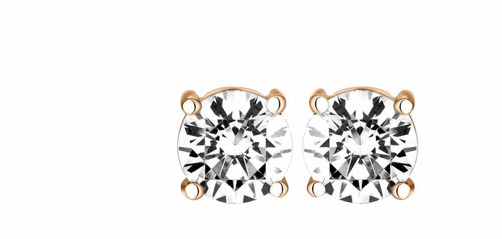 Boucles d'oreilles Diamant 0.10ct or rose 18k 