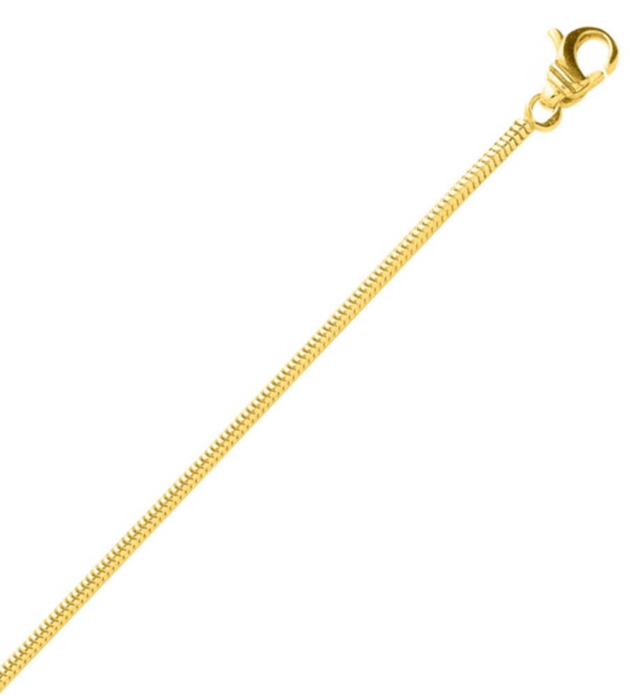 Chaine or jaune 18k maille Serpentine ronde 1,60mm