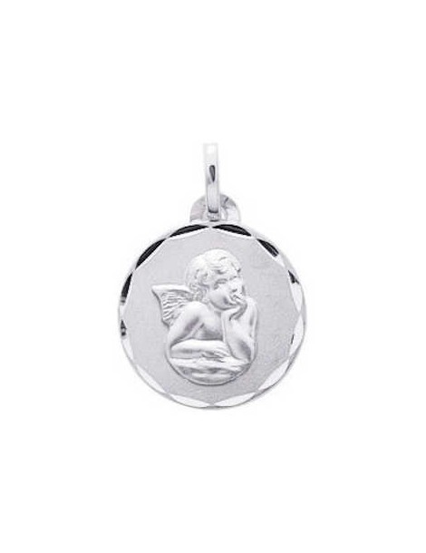 Médaille Ange Or Blanc 18K 