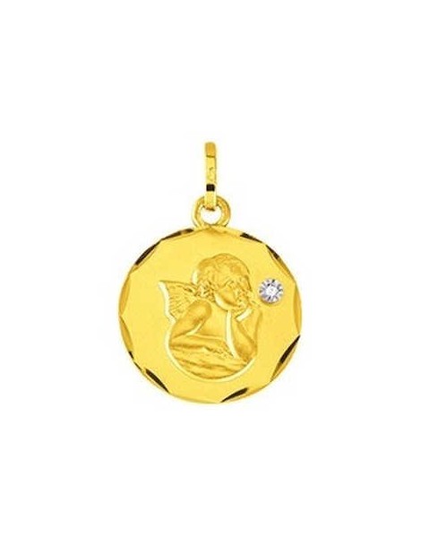 Médaille Ange Or Jaune 18K Diamant 
