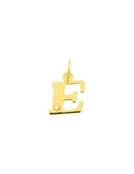 Pendentif Lettre "E" Or Jaune 18K et Diamant 