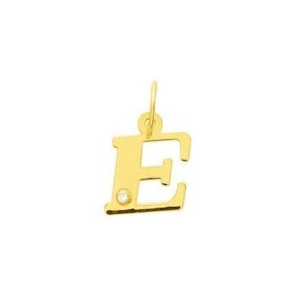 Pendentif Lettre "E" Or Jaune 18K et Diamant 
