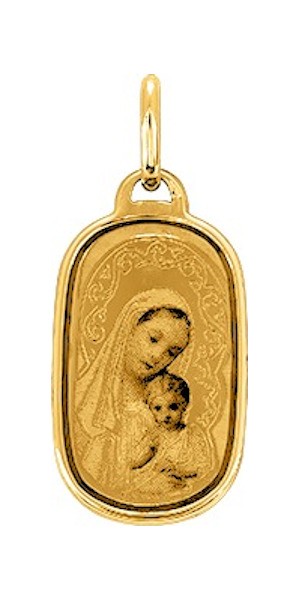 Médaille Vierge À L'Enfant Or Jaune 18K