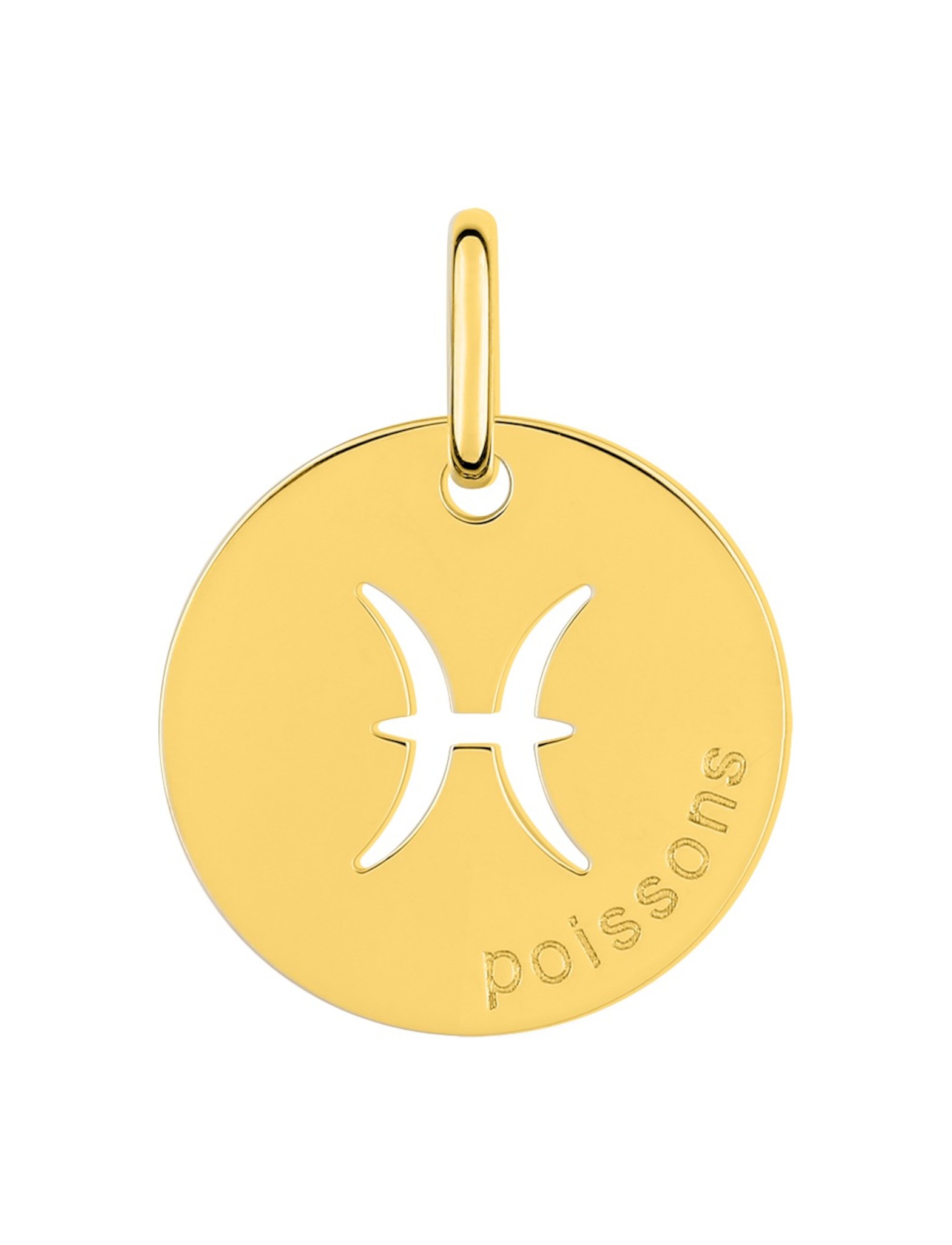 Médaille Zodiaque Poissons Or Jaune 18K