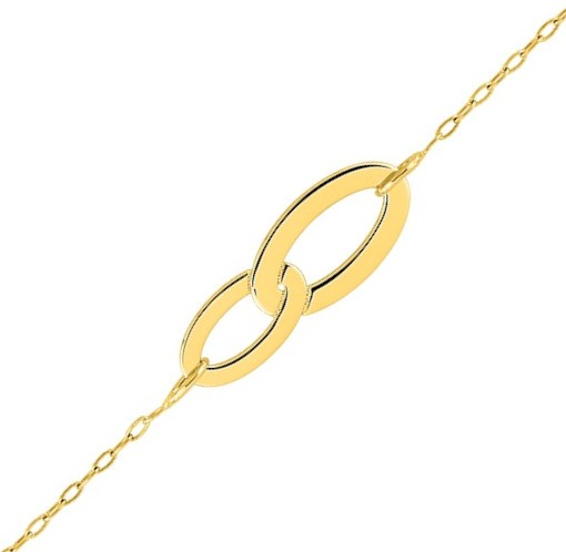 Bracelet or jaune anneaux entrelacés 18K