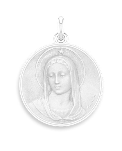Médaille Becker Vierge Maris Stella Or Gris 18K