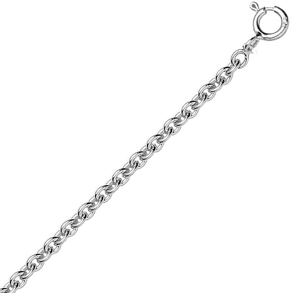 Chaine or blanc 9k maille forçat ronde 1,10mm