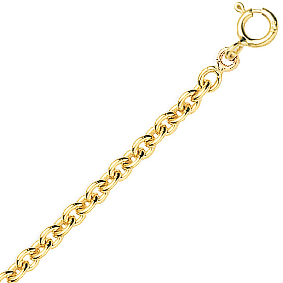 Chaine or jaune 9k maille forçat ronde 1,64mm