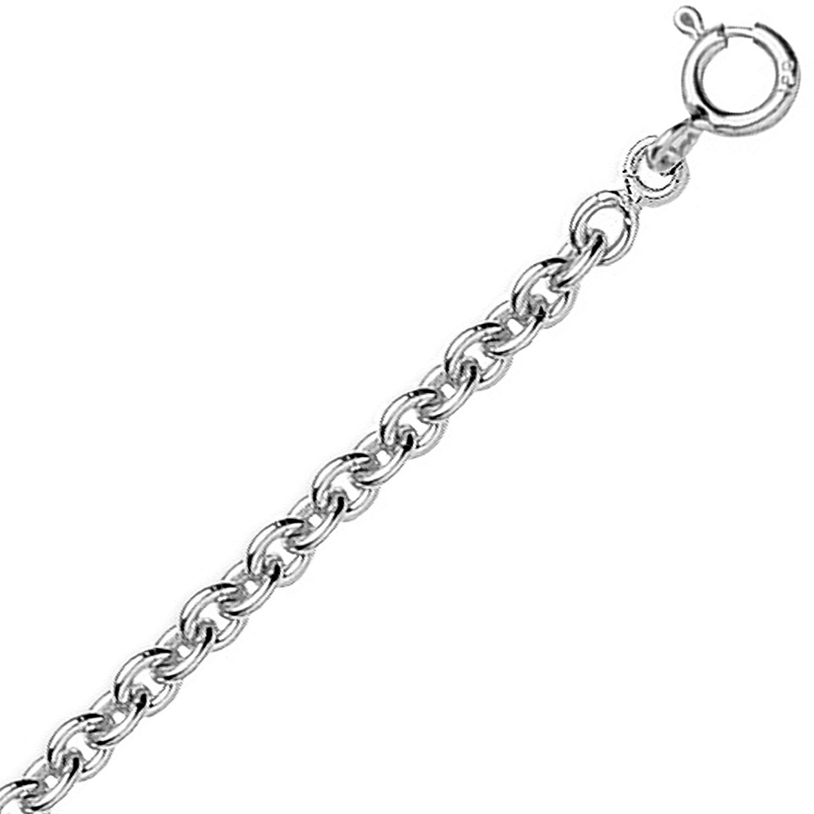 Chaine or blanc 9k maille forçat ronde 1,64mm