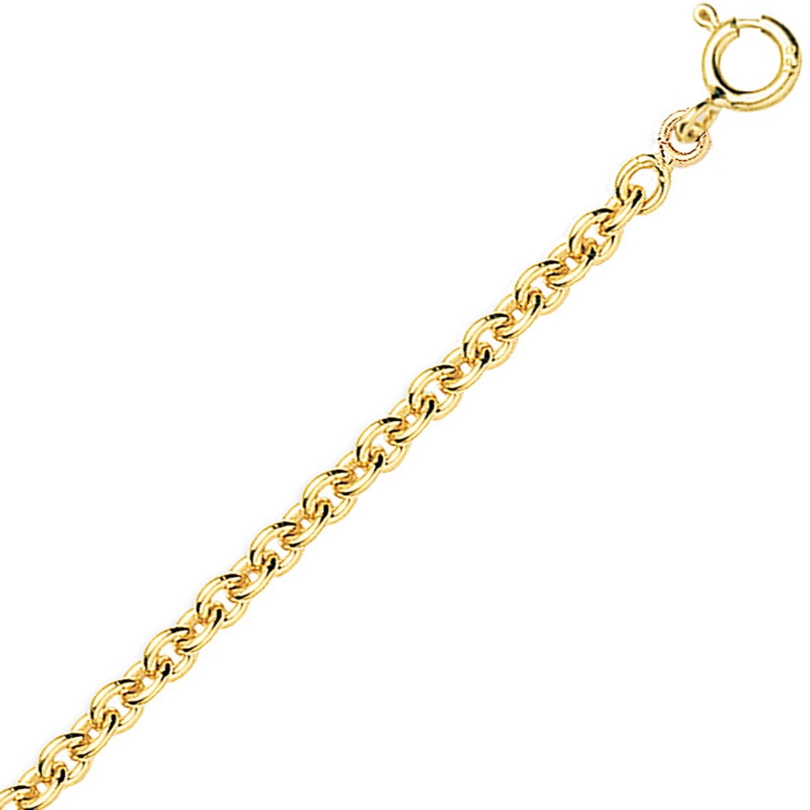 Chaine or jaune 18k maille forçat ronde 1,30mm