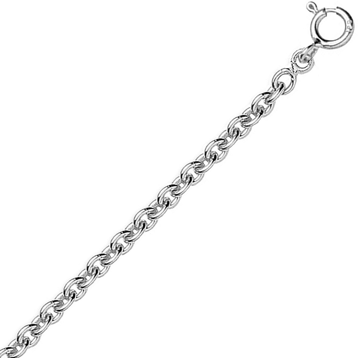 Chaine or blanc 18k maille forçat ronde 1,30mm