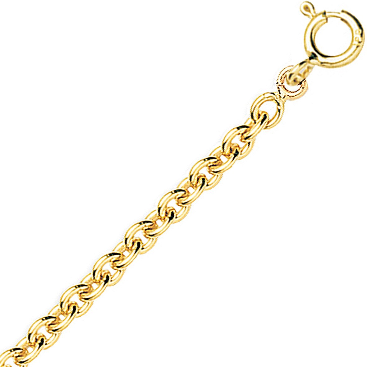 Chaine or jaune 18k maille forçat ronde 1,90mm