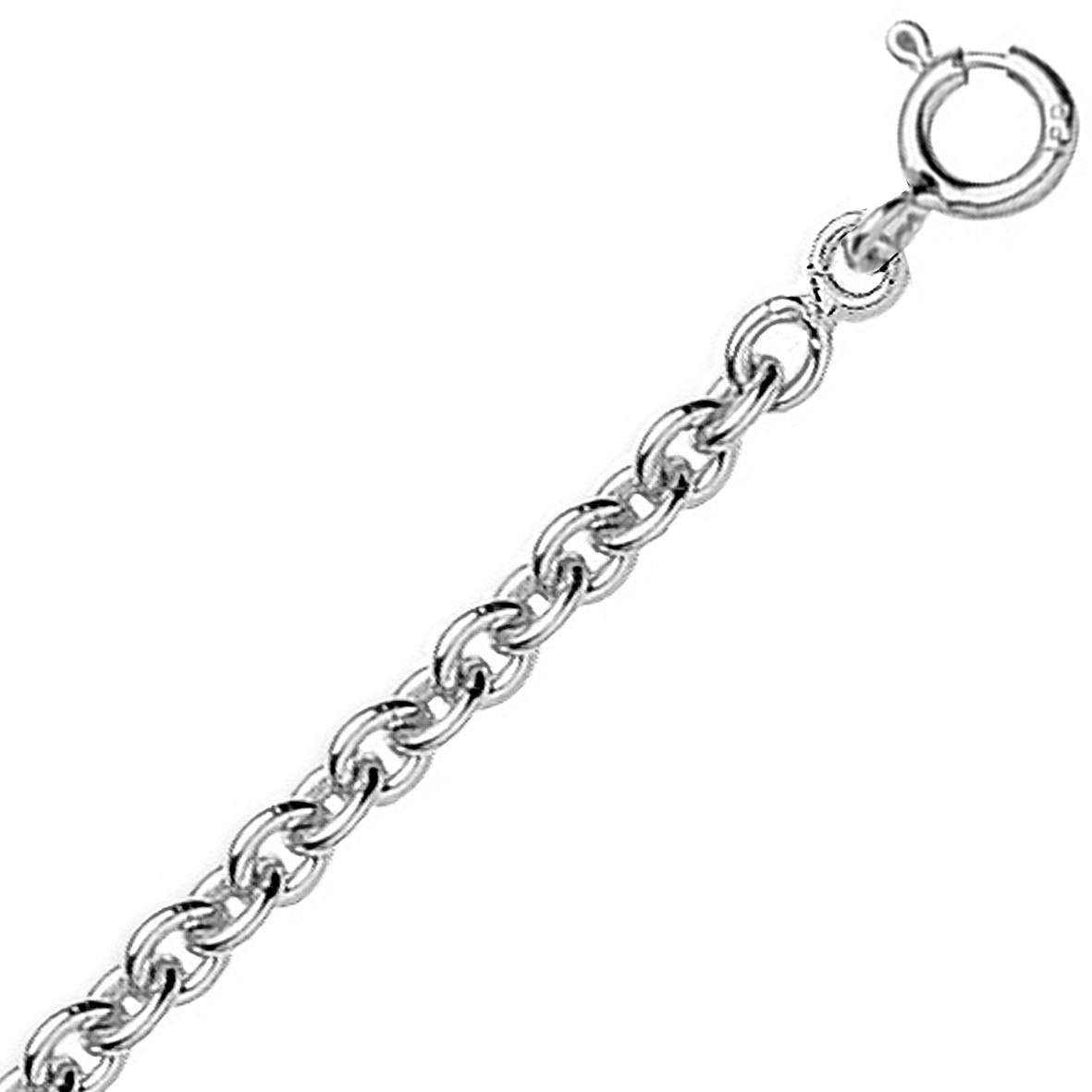 Chaine or blanc 18k maille forçat ronde 1,90mm