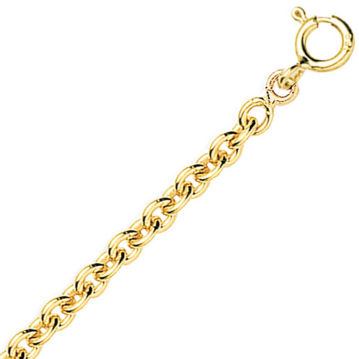 Chaine or jaune 18k maille forçat ronde 2,38mm